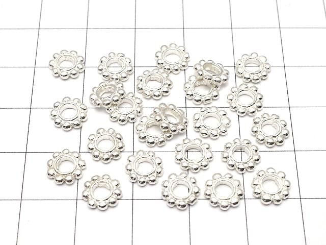 Silver925 Rondelle Daisy 7.5x7.5x1.5mm White Silver 2pcs