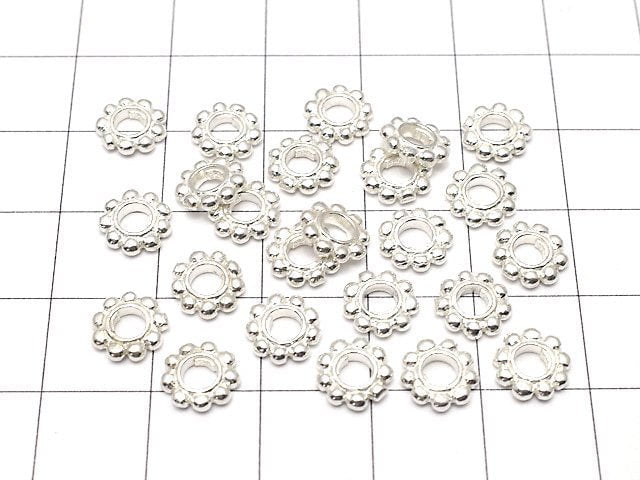 Silver925 Roundel Daisy 7.5x7.5x1.5mm White Silver 2pcs