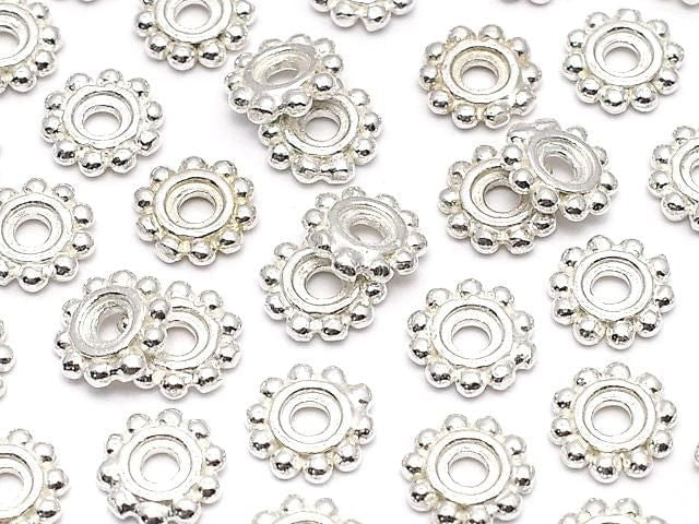 Silver925 Rondelle Daisy 6x6x1mm White Silver 4pcs