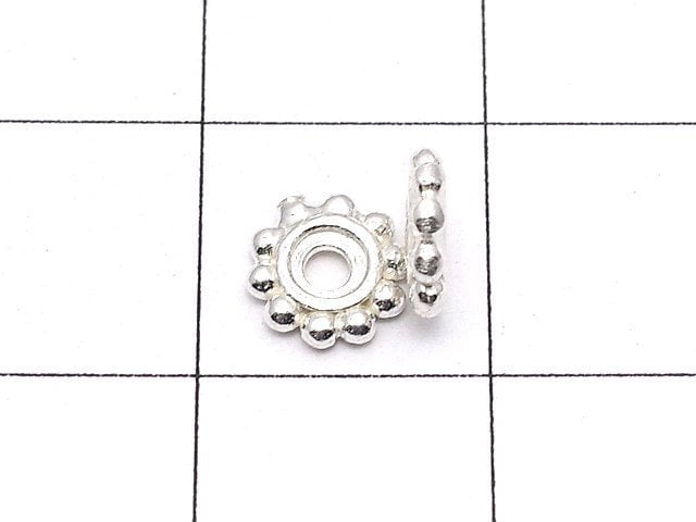 Silver925 Roundel Daisy 6x6x1mm White Silver 4pcs