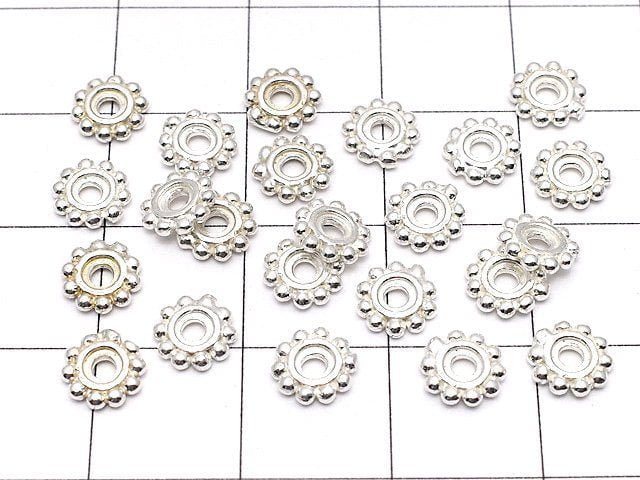 Silver925 Roundel Daisy 6x6x1mm White Silver 4pcs