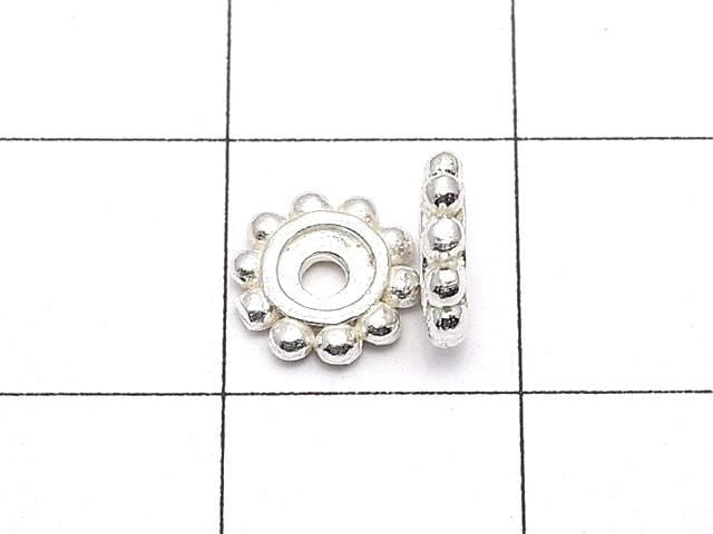 Silver925 Rondelle Daisy 7x7x1.5mm White Silver 2pcs