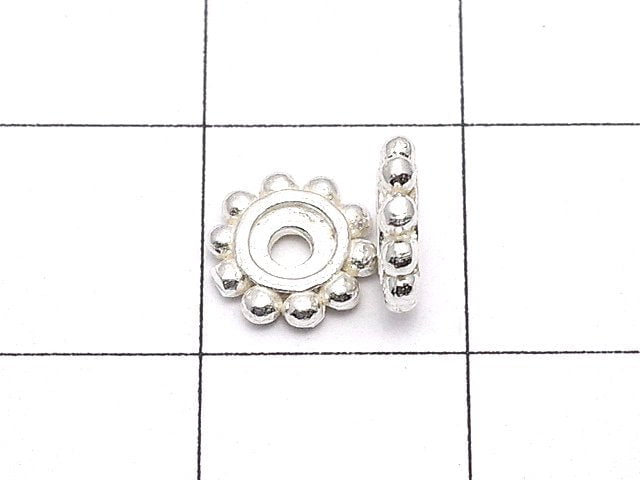 Silver925 Roundel Daisy 7x7x1.5mm White Silver 2pcs