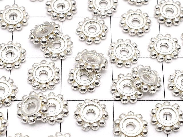 Silver925 Roundel Daisy 7x7x1.5mm White Silver 2pcs