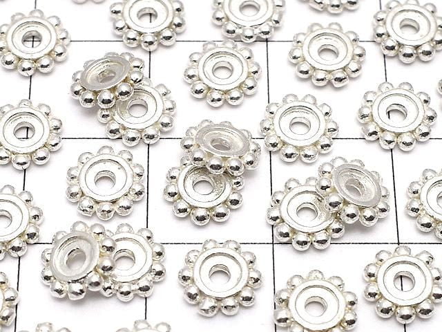 Silver925 Rondelle Daisy 7x7x1.5mm White Silver 2pcs