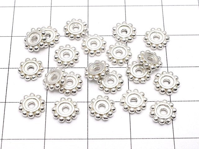 Silver925 Roundel Daisy 7x7x1.5mm White Silver 2pcs