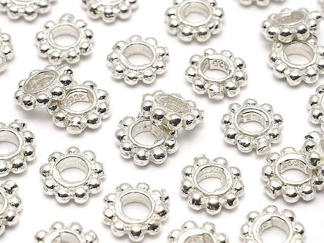 Silver925 Rondelle Daisy 6x6x1.5mm White Silver 4pcs