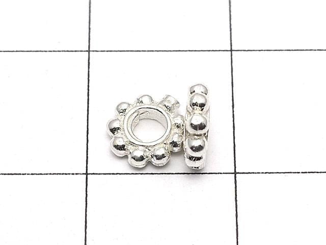 Silver925 Rondelle Daisy Rings, 6x6x1.5mm, White Silver, 4 Pieces