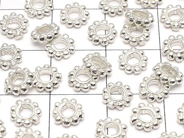 Silver925 Rondelle Daisy 6x6x1.5mm White Silver 4pcs
