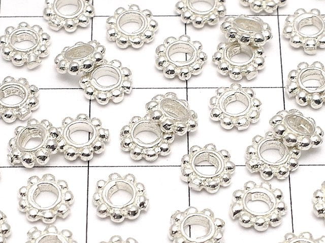 Silver925 Roundel Daisy 6x6x1.5mm White Silver 4pcs