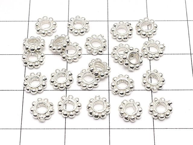 Silver925 Rondelle Daisy Rings, 6x6x1.5mm, White Silver, 4 Pieces