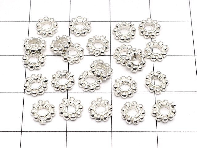 Silver925 Roundel Daisy 6x6x1.5mm White Silver 4pcs