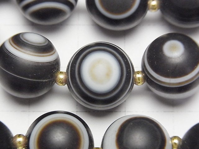 [Video] High Quality Frosted Tibetan Agate (Eye Agate) Round 14mm Bracelet