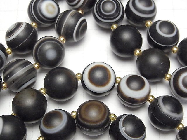 [Video] High Quality Frosted Tibetan Agate (Eye Agate) Round 14mm Bracelet