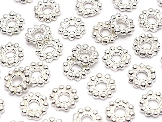 Silver925 Rondelle Daisy 5.5x5.5x1mm White Silver 4pcs