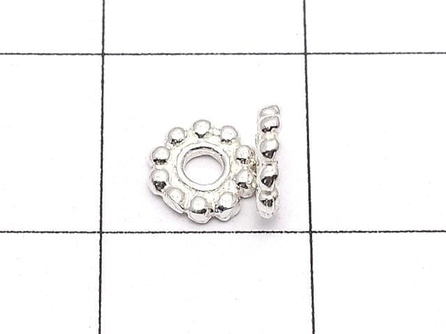 Silver925 Rondelle Daisy 5.5x5.5x1mm White Silver 4pcs