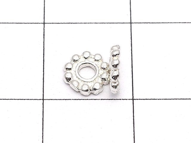 Silver925 Roundel Daisy 5.5x5.5x1mm White Silver 4pcs