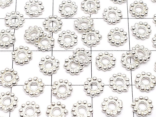 Silver925 Roundel Daisy 5.5x5.5x1mm White Silver 4pcs