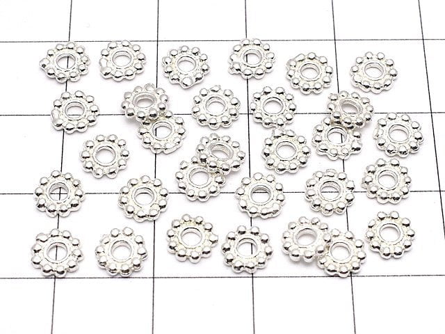 Silver925 Roundel Daisy 5.5x5.5x1mm White Silver 4pcs