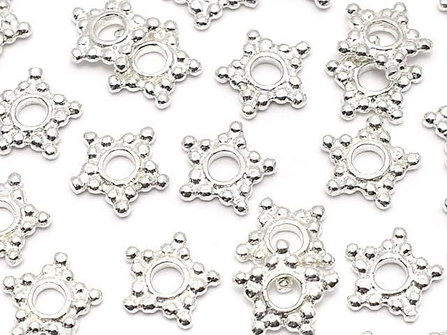 Silver925 Rondelle Daisy 6x6x1mm White Silver 5pcs