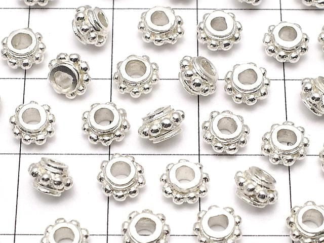 Silver925 Rondelle 5.5x5.5x3mm White Silver 2pcs