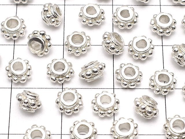 Silver925 Roundel 5.5x5.5x3mm White Silver 2pcs