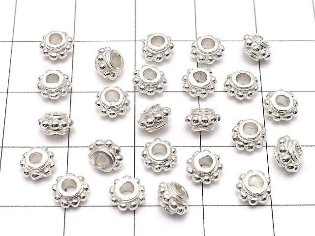 Silver925 Rondelle 5.5x5.5x3mm White Silver 2pcs