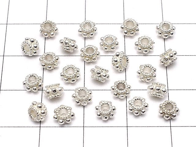 Silver925 Roundel 5x5x3mm White Silver 3pcs