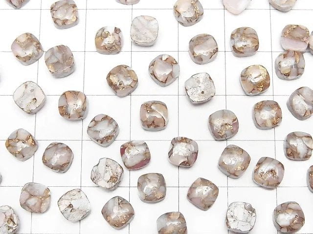 [Video]Copper Pink Opal AAA Square Cabochon 6x6mm 5pcs