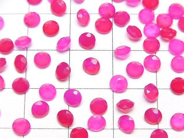 [Video]High Quality Fuchsia Pink Chalcedony AAA Loose stone Round Faceted 4x4mm 10pcs