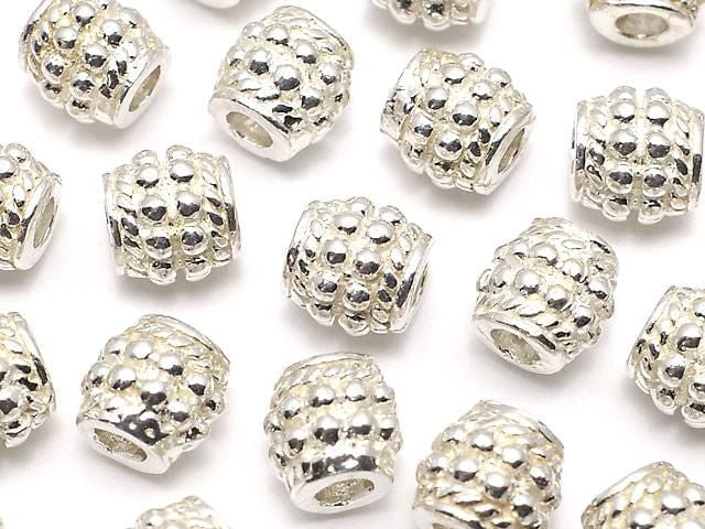 Silver925 Patterned Rondelle 5x5x5mm White Silver 1pc