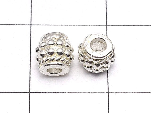 Silver925 Patterned Roundel 5x5x5mm White Silver 1pc