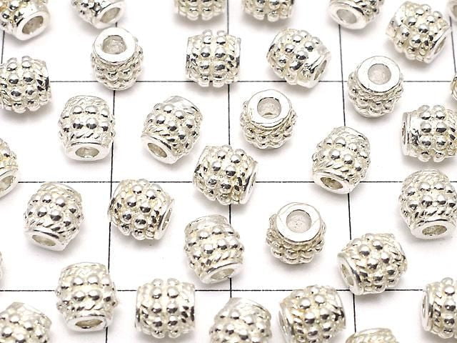 Silver925 Patterned Rondelle 5x5x5mm White Silver 1pc