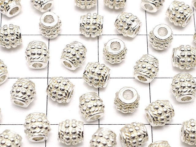 Silver925 Patterned Roundel 5x5x5mm White Silver 1pc