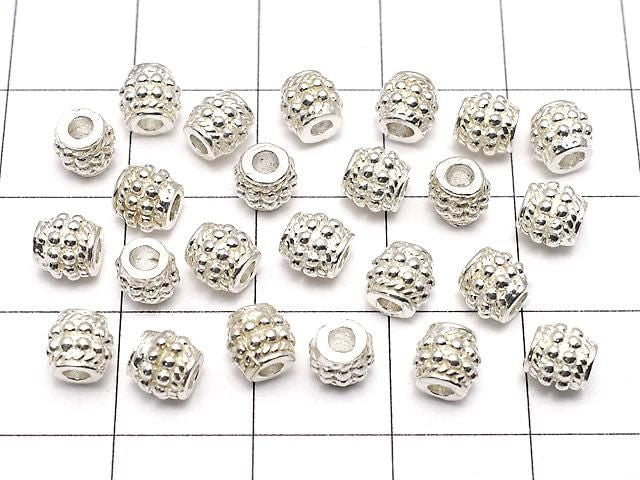 Silver925 Patterned Rondelle 5x5x5mm White Silver 1pc