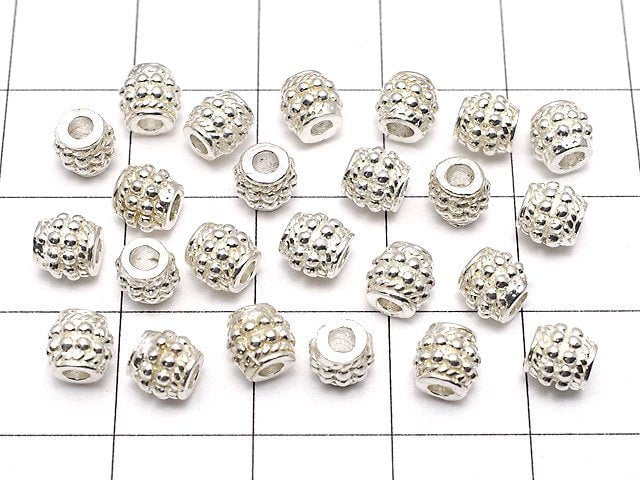 Silver925 Patterned Roundel 5x5x5mm White Silver 1pc