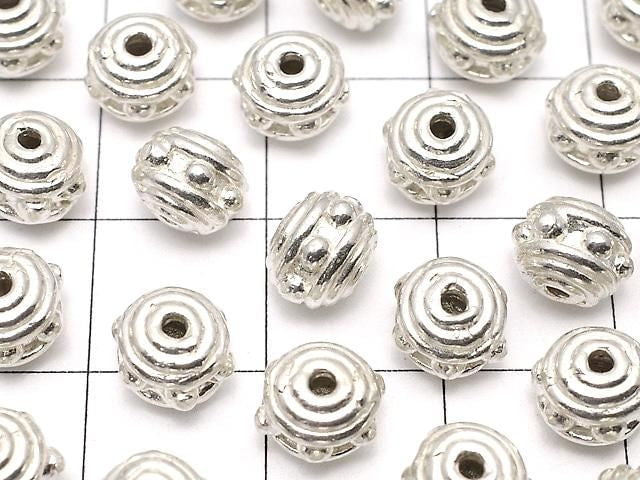 Silver925 Rondelle 7.5x7.5x5mm White Silver 1pc