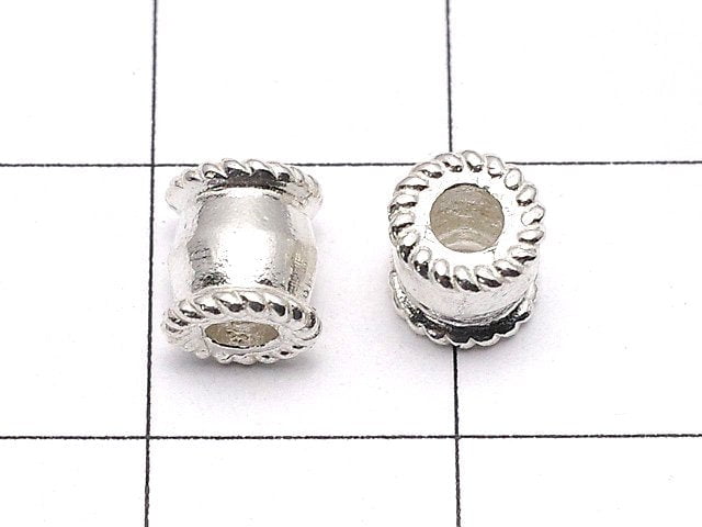 Silver925 Roundel 6x5x5mm White Silver 2pcs