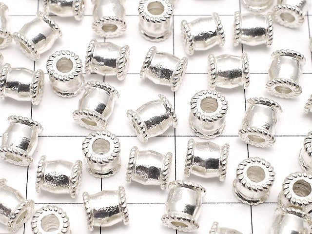 Silver925 Roundel 6x5x5mm White Silver 2pcs