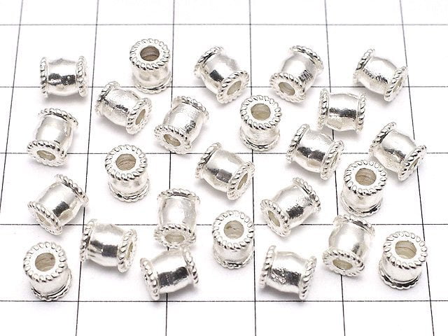 Silver925 Roundel 6x5x5mm White Silver 2pcs