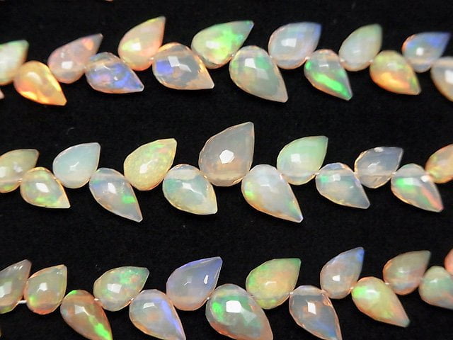 [Video]High Quality Ethiopian Opal AAA- Flower Bud Faceted Briolette 1strand beads (aprx.5inch/13cm)