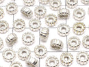 Silver925 Line Carved Rondelle 5x5x2.5mm White Silver 5pcs