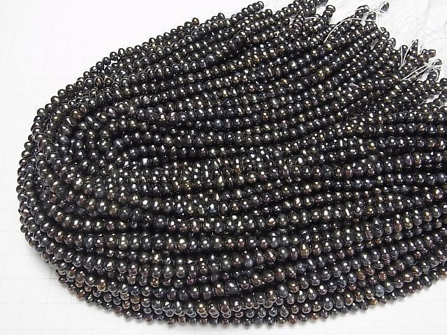 [Video]Fresh Water Pearl AA Potato 5-6mm Metallic Navy 1strand beads (aprx.14inch/35cm)