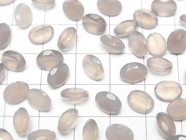 [Video]High Quality Gray Onyx AAA Loose stone Oval Faceted 8x6mm 3pcs