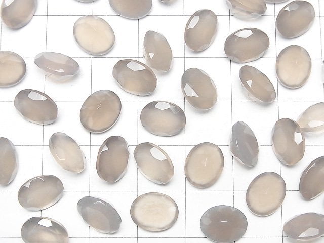 [Video]High Quality Gray Onyx AAA Loose stone Oval Faceted 10x8mm 2pcs