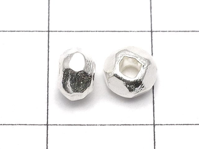 Karen Silver Faceted Roundel 3.5x5x5mm White Silver 2pcs