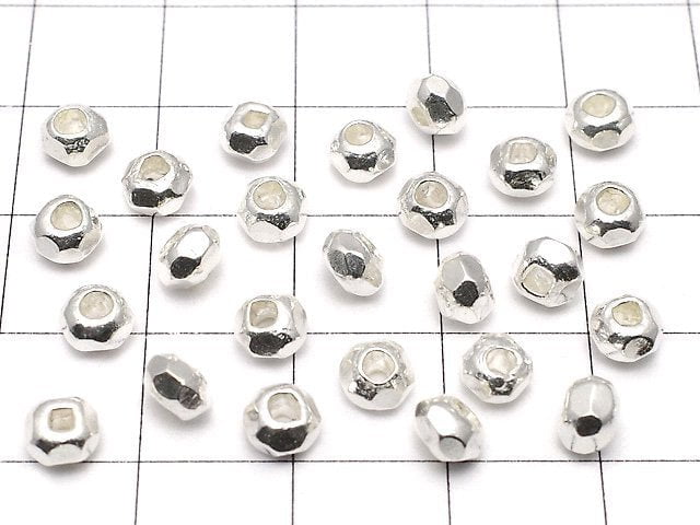 Karen Silver Faceted Roundel 3.5x5x5mm White Silver 2pcs