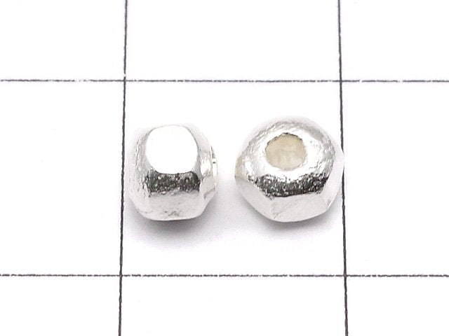 Karen Silver Faceted Roundel 4x4.5x4.5mm White Silver 3pcs