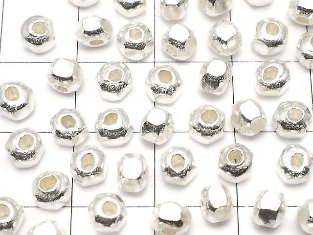 Karen Silver Faceted Rondelle 4x4.5x4.5mm White Silver 3pcs