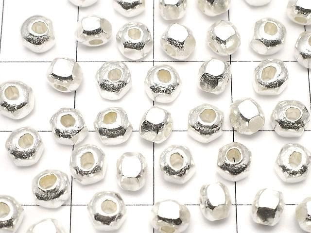 Karen Silver Faceted Rondelle 4x4.5x4.5mm White Silver 3pcs